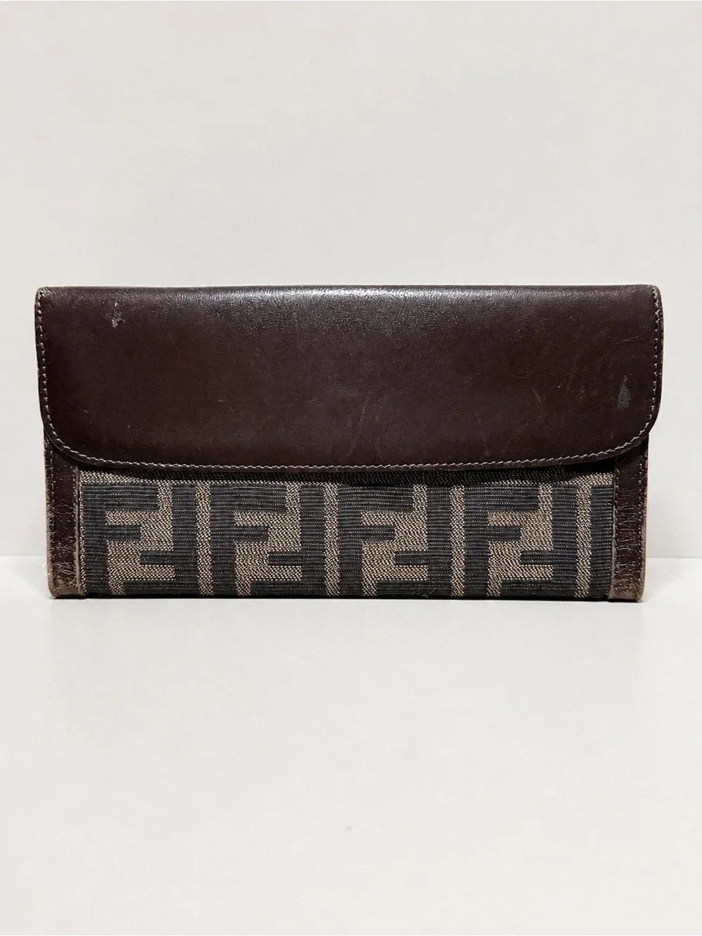 Fendi Brown Zucca Canvas & Leather Long Wallet | Vintage | Made in Italy